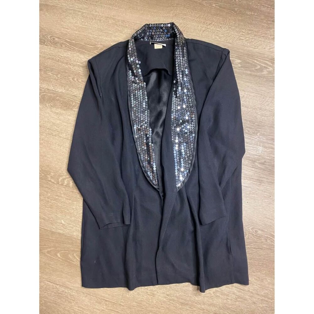Vintage Betsy & Adam Black Sequin Trim Evening Jacket / Blazer – Glam Dressy